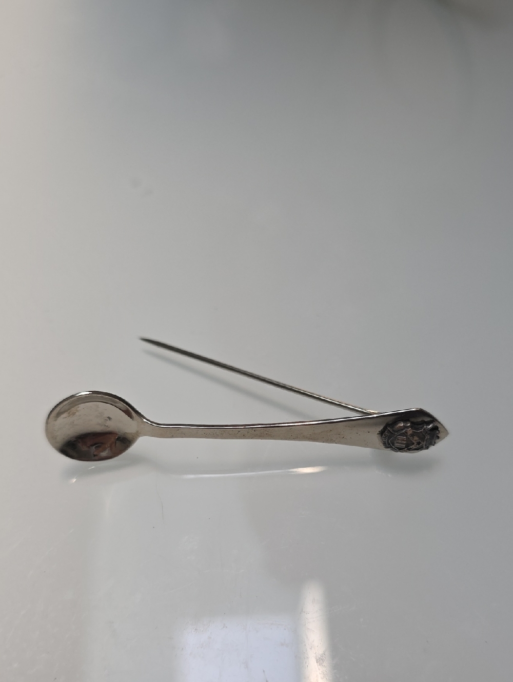 Silver-Tone Spoon Hat Pin with Engraved Tip